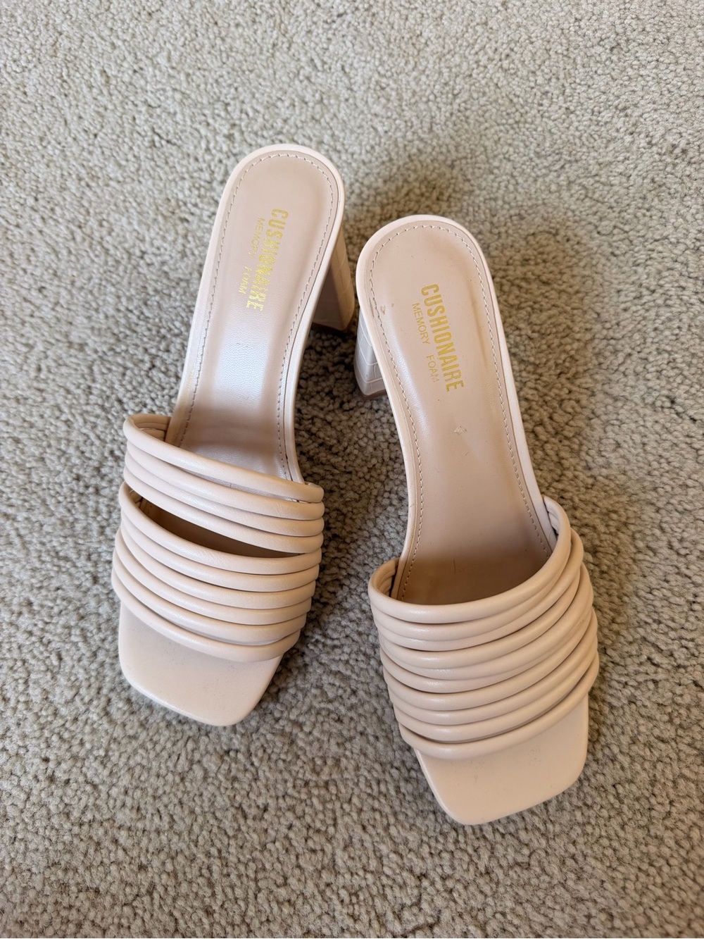Cushionaire Women's Blush Strappy Block Heel Mules